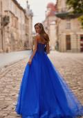 Picture of: Strapless Lace Corset Tulle Gown with Slit in Royal Blue, Style: 33363, Back Picture