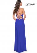 Picture of: Simple Jersey Dress with Ruching and Slit in Royal Blue, Style: 31978, Detail Picture 18