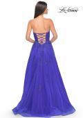 Picture of: Lace Up A-Line Dress with Ruched Bodice and Sweetheart Top in Royal Blue, Style: 32084, Detail Picture 18