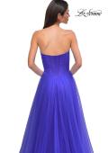Picture of: Strapless A-line Tulle Dress with Floral Waist Detail in Royal Blue, Style 32789, Detail Picture 18