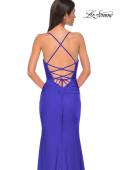 Picture of: Open Back Prom Dress with Rhinestone Detail Neckline in Royal Blue, Style 32851, Detail Picture 18