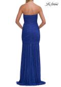 Picture of: Strapless Ruched Rhinestone Gown with Sheer Skirt in Royal Blue, Style: 33725, Detail Picture 18
