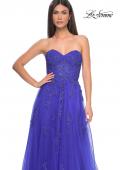 Picture of: Lace Up A-Line Dress with Ruched Bodice and Sweetheart Top in Royal Blue, Style: 32084, Detail Picture 20