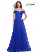 Picture of: A-Line Tulle Prom Dress with Off the Shoulder Top in Royal Blue, Style: 30498, Detail Picture 21