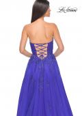 Picture of: Lace Up A-Line Dress with Ruched Bodice and Sweetheart Top in Royal Blue, Style: 32084, Detail Picture 21