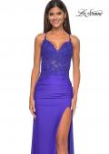 Picture of: Jersey Prom Dress with Illusion Sides and V Neckline in Royal Blue, Style: 32139, Detail Picture 22