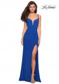 Picture of: Form Fitting Long Jersey Dress with Ruching in Royal Blue, Style: 27564, Detail Picture 1