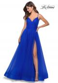 Picture of: Long Tulle A-line Prom Gown with Side Slit and Pockets in Royal Blue, Style: 28561, Detail Picture 1