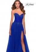 Picture of: Strapless Beaded Prom Gown with Slit and Pockets in Royal Blue, Style 28603, Detail Picture 1