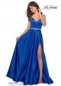 Picture of: Satin A-line Gown with Rhinestone Belt and Straps in Royal Blue, Style: 28695, Detail Picture 1