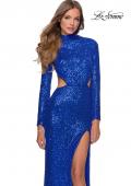 Picture of: Long Sleeve Sequin Prom Dress with Open Back in Royal Blue, Style: 28771, Detail Picture 1