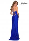 Picture of: Long Jersey Dress with Draped V-Neckline and Ruching in Royal Blue, Style: 28984, Detail Picture 1