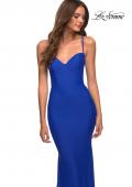 Picture of: Jersey Gown with Bustier Top and Lace Up Back in Blue, Style: 30491, Detail Picture 1