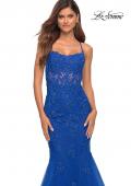 Picture of: Stunning Mermaid Tulle and Jeweled Lace Dress in Royal Blue, Detail Picture 1