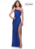 Picture of: One Shoulder Sequin Dress with Circle Cut Out in Royal Blue, Style: 31089, Detail Picture 1