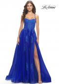Picture of: A-line Tulle Gown with Floral Embroidery and Pockets in Royal Blue, Style: 31135, Detail Picture 1