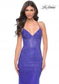 Picture of: Stunning Rhinestone Embellished Fitted Tulle Dress in Blue, Style: 32007, Detail Picture 1