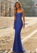 Picture of: Strapless Beaded Gown with Ruched Mesh Detail and Lace Lining in Royal Blue, Style: 33662, Detail Picture 1