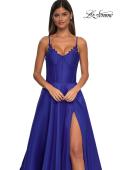 Picture of: Mikado A-line Gown with Lace Detail Neckline in Royal Blue, Style: 32878, Detail Picture 33