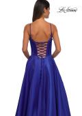 Picture of: Mikado A-line Gown with Lace Detail Neckline in Royal Blue, Style: 32878, Detail Picture 34