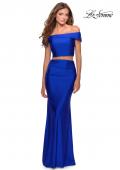 Picture of: Two Piece Neon Off the Shoulder Jersey Prom Dress in Royal Blue, Style: 28578, Detail Picture 2