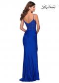 Picture of: Jersey Prom Dress with Rhinestone Net Bodice in Royal Blue, Style: 28734, Detail Picture 2