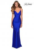Picture of: Long Jersey Dress with Draped V-Neckline and Ruching in Royal Blue, Style: 28984, Detail Picture 2
