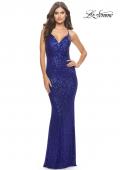 Picture of: Sequin Long Dress with V Neckline and Open Low Back in Royal Blue, Style: 31031, Detail Picture 2