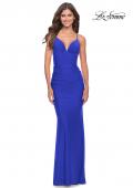 Picture of: Simple Jersey Dress with Low Open Back and Ruched Zipper in Royal Blue, Style: 31227, Style: 31227