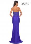 Picture of: Sweetheart Rhinestone Fishnet Bodice Dress with Fitted Skirt in Royal Blue, Style: 32069, Detail Picture 2