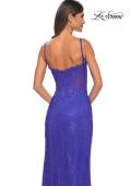 Picture of: Rhinestone Embellished Fishnet Dress with Lace Details in Royal Blue, Style: 32409, Detail Picture 2