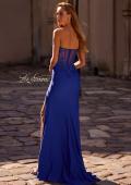 Picture of: Strapless Prom Dress with Ruching and Lace Detail Neckline and Back in Royal Blue, Style: 32981, Detail Picture 2