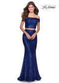 Picture of: Jewel Tone Off the Shoulder Two Piece Prom Dress in Royal Blue, Style: 28425, Detail Picture 3