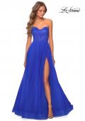 Picture of: Strapless Tulle Dress with Lace Rhinestone Bodice in Royal Blue, Style: 28487, Detail Picture 3