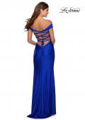 Picture of: Off the Shoulder Prom Dress with Tie Back and Slit in Royal Blue, Style: 28506, Detail Picture 3