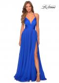 Picture of: Long Chiffon Prom Dress with Unique Lace Up Back in Royal Blue, Style: 28522, Detail Picture 3