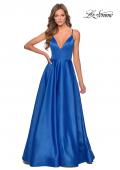 Picture of: V-Neck Satin Prom Dress with Lace Up Back in Royal Blue, Style: 28628, Detail Picture 3