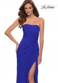 Picture of: Strapless Jersey Dress with Ruching and Skirt Slit in Royal Blue, Style 29489, Detail Picture 3