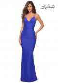 Picture of: Prom Dress with Illusion Lace Sides and Ruching in Royal Blue, Detail Picture 3