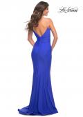 Picture of: Rhinestone Strap Elegant Ruched Jersey Dress in Blue, Style: 30712, Detail Picture 3