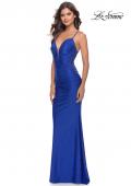 Picture of: Beaded Lace Bodice with Sheer Waist Long Jersey Gown in Royal Blue, Style: 31301, Detail Picture 3
