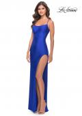 Picture of: Rhinestone Jersey Dress with Strappy Back and High Slit in Royal Blue, Style: 31398, Detail Picture 3