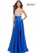Picture of: Satin Gown with Sheer Rhinestone Bodice in Royal Blue, Style: 31592, Detail Picture 3