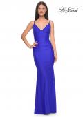 Picture of: Illusion Back with Boning Detail on Jersey Prom Dress in Royal Blue, Style: 32153, Detail Picture 3