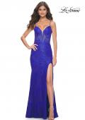 Picture of: Stretch Lace Fitted Dress with Illusion Bustier Top in Royal Blue, Style: 32231, Detail Picture 3