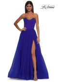 Picture of: A-line Tulle Dress with Satin Top and Rhinestone Neckline in Royal Blue, Style: 32731, Detail Picture 3
