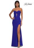 Picture of: Simple Net Jersey Prom Dress with Unique Corset Bodice in Royal Blue, Style: 32734, Detail Picture 3