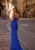 Picture of: Rhinestone Net Jersey Ruched Dress with Corset Top in Royal Blue, Style 32753, Detail Picture 3
