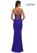 Picture of: Lovely Ruched Jersey Dress with Sequin Lace Beaded Bodice in Royal Blue, Style: 32920, Detail Picture 3