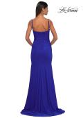 Picture of: Net Jersey Simple Prom Dress with Ruching and Corset Top in Royal Blue, Style: 32925, Detail Picture 3